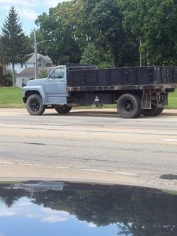 Vintage Blue Flatbed Dump Truck