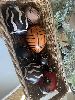 African Hand Carved Etchings on Natural Heavy Stone Egg 