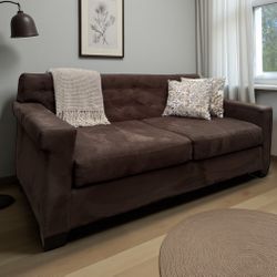 Chocolate Brown Microsuede Sofa - Custom Made in California