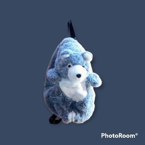 Plush Grey Teddy Bear Backpack