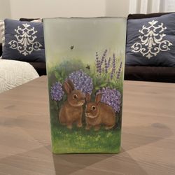 Illuminated Bunny Vase / Candle Holder w string lights 