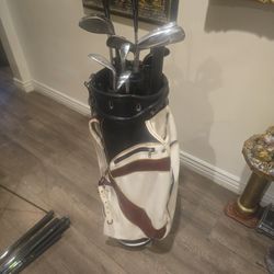 LEFT HAND GOLF SET (13 CLUBS)WITH PGA CART BAG 