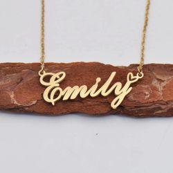 Personalized Heart Name Necklace Gold Custom Any Names Stainless Steel Jewelry 