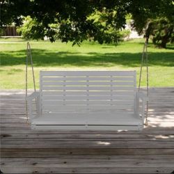 White Wooden Porch Swing