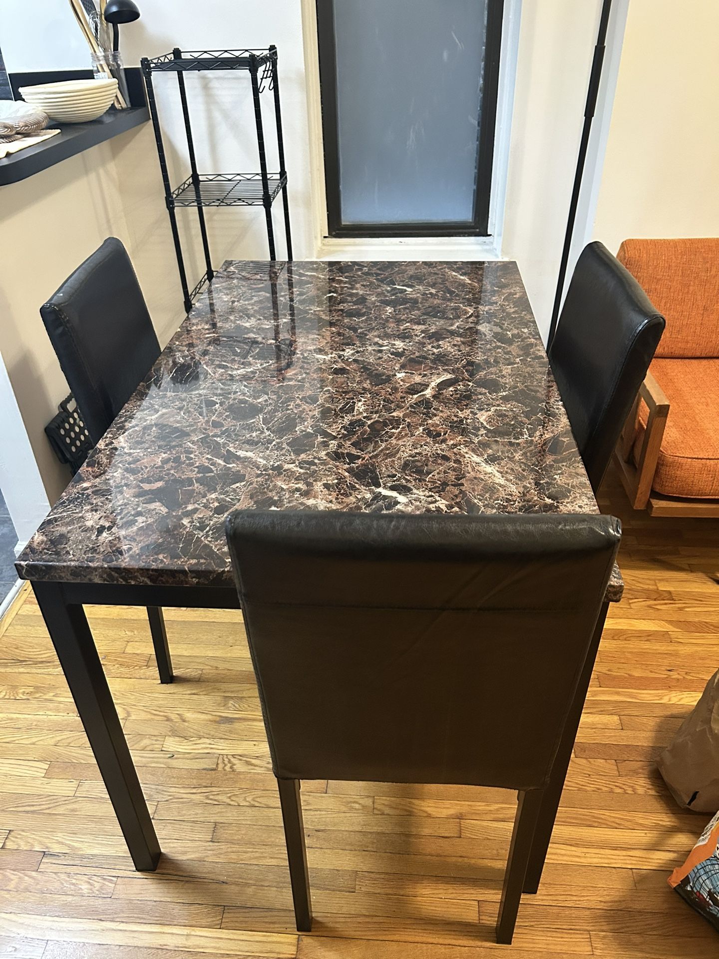 Marble Dining Table with 3 Chairs