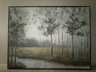 Framed Forest Landscape Canvas Wall Art