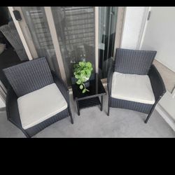 3-Piece Patio Furniture Set | Black & Beige