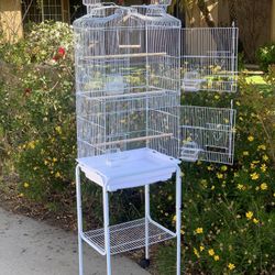 Large White Bird House Home With Removable Rolling Stand 