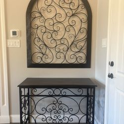 Large Metal and Wood table- black/bronze