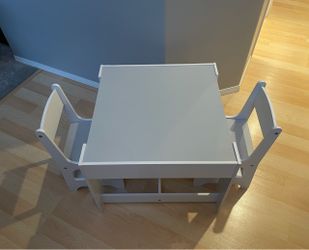 Kids Table and 2 Chairs Set with Storage