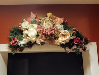 Winter Silk Flower Angel Swag
