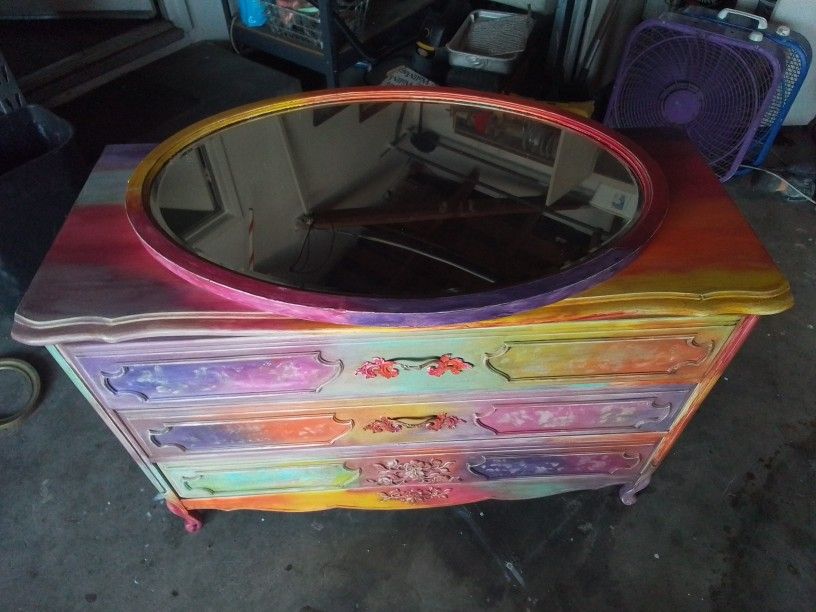 Vintage Boho Gypsy Dresser & Mirror