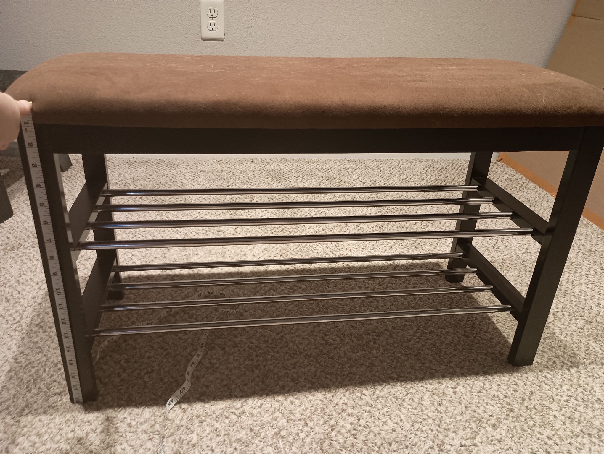 Cushion bench with shoe storage