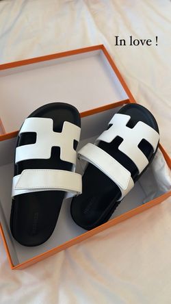 Hermès Chypre Sandals White Black