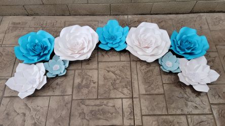 Blue White Paper Flowers 