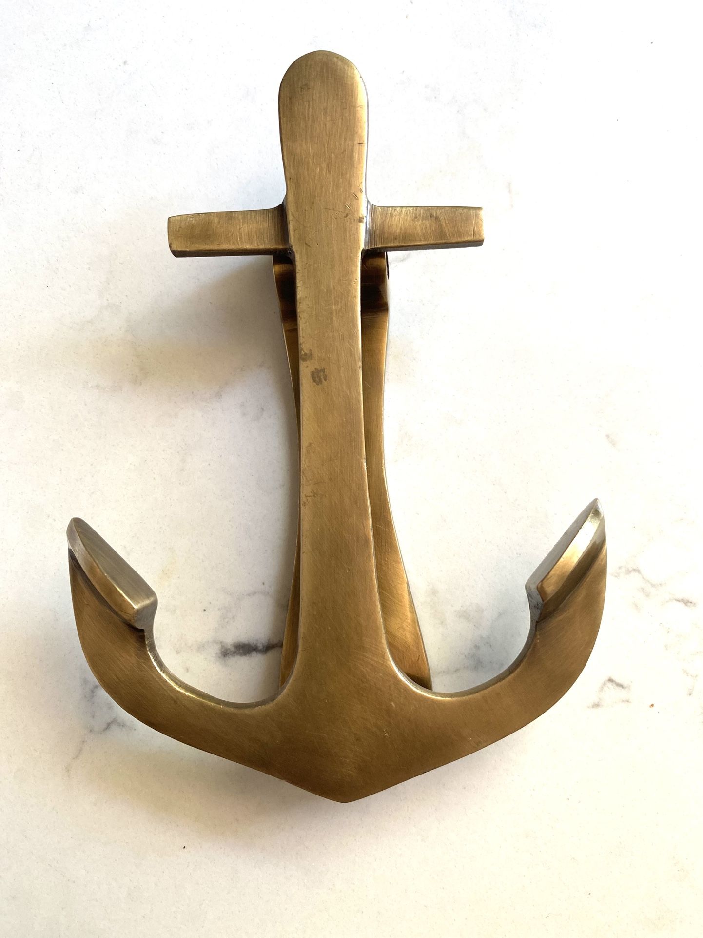 VINTAGE NAUTICAL ANCHOR BRASS DOOR KNOCKER Approx 5.75” long x 4.5” wide