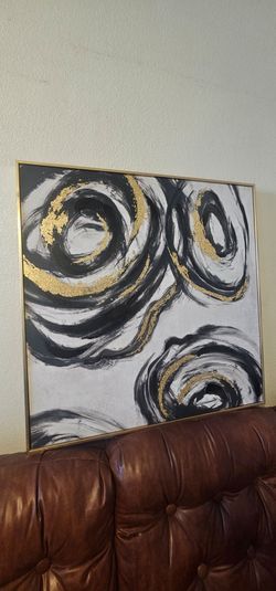 Large wall art canvas print gold black white