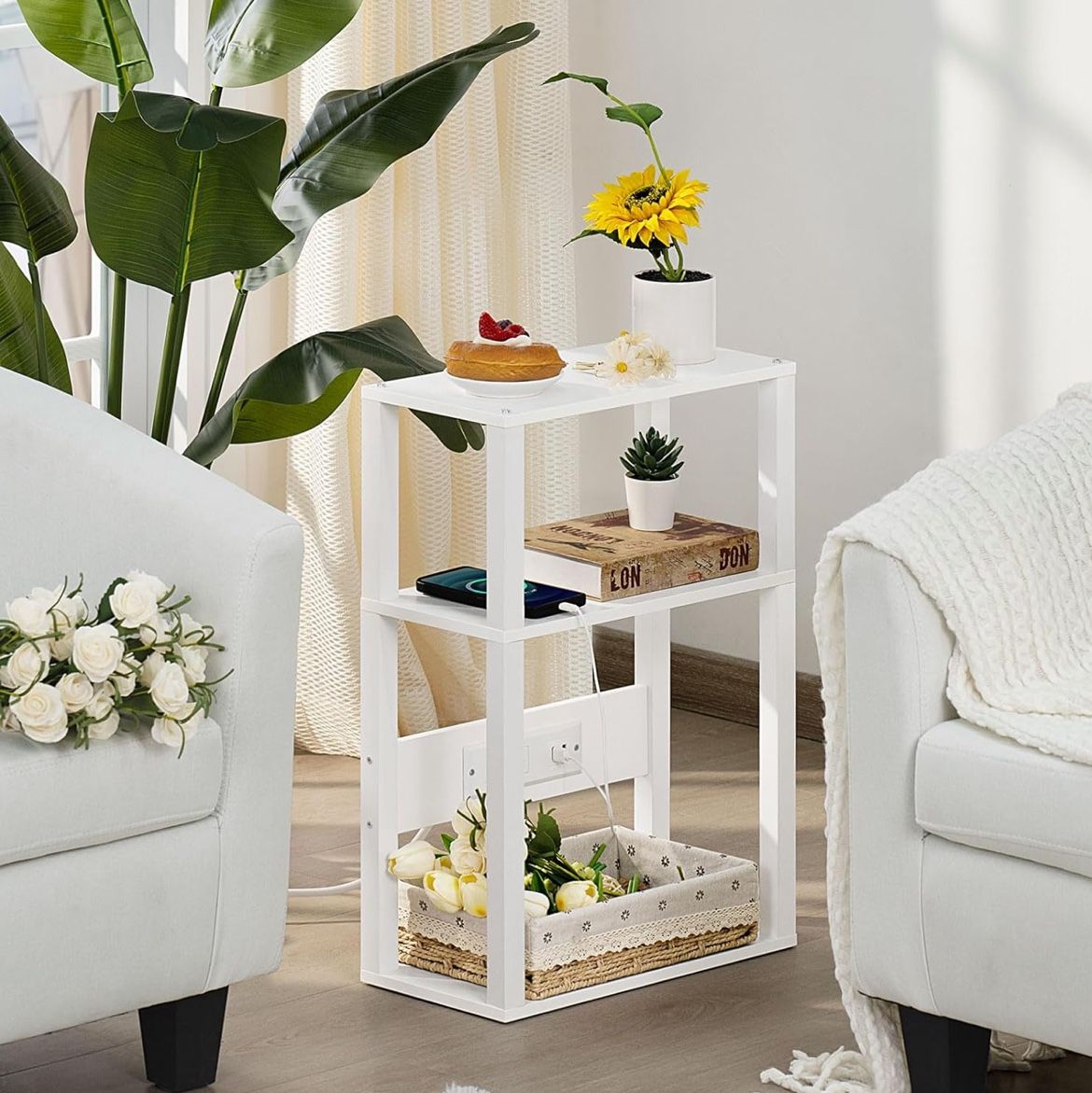 Side Table W/ Charging Station Brand New In Box $20