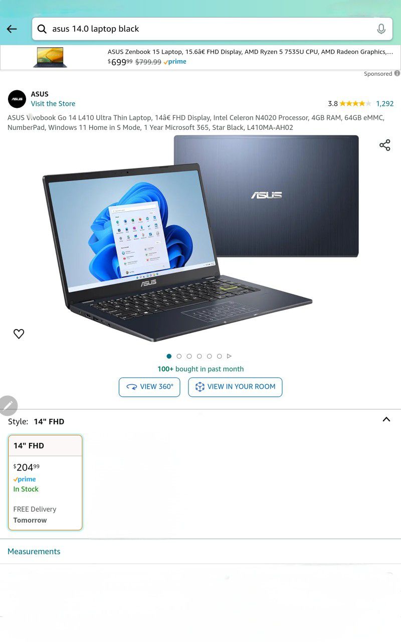 Asus 14.0 Laptop 