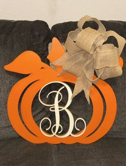 Pumpkin Initial B decor/ wreath