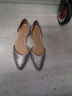 Talbots Silver D'Orsay Pointed Toe Flats