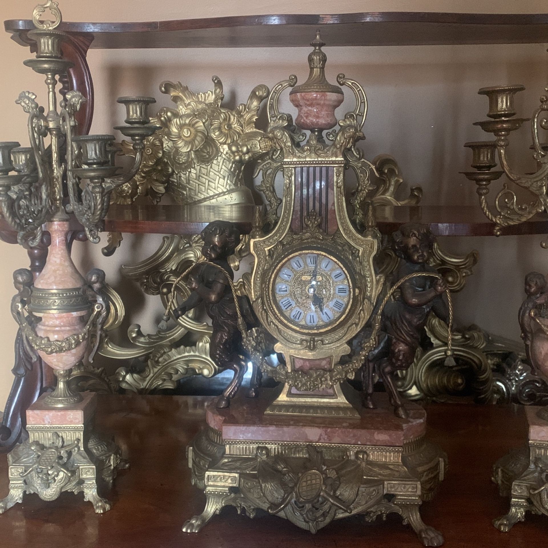 Antique Clock & Candelabras 