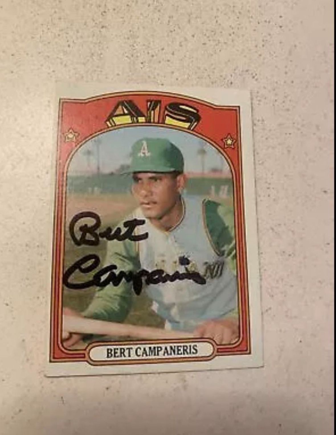 1972 Bert Campaneris Autograph Topps Baseball Card # 75 Oakland Athletics A's