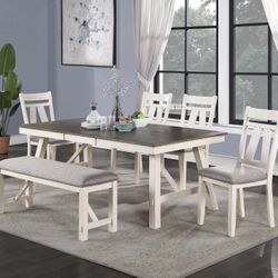 Gray And White Farmhouse Table Set 