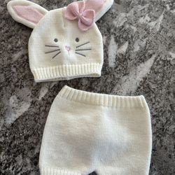 Baby Bunny Beanie and Diaper Cover Size 0-6 Months