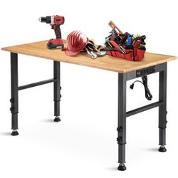 Chipped Sell As Is Assembled New 48 "Adjustable Workbench with Power Outlet Work Station 