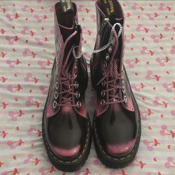 Dr. Martens Platform Boots Pink Metallic