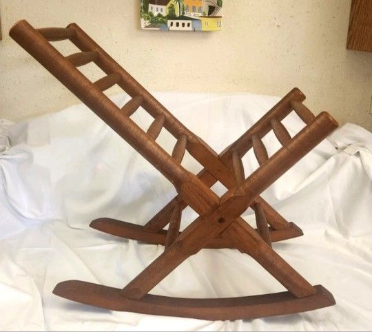 1920's Antique Primitive Wood Rocker Gout Relief Stool Footstool Good Condition
