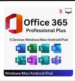 Microsoft office 365, for 5 computers. Windows , Tablet, Mac, Pc