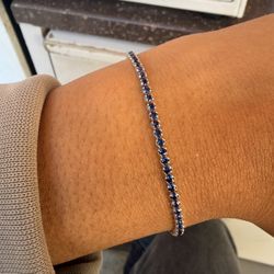 Sterling Silver Blue Tennis Bracelet