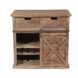 Rustic Wood Sliding Barn Door Wine Cabinet Living Room Furniture