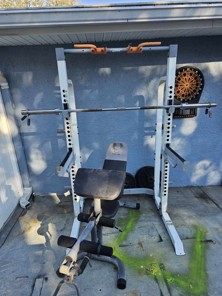 Weight Rack W/ 250lbs Olympic Weights 