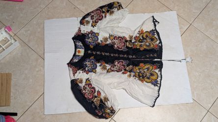 Floral Boho Women's Blouse Top XL