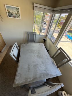 Solid Wood Rustic Gray Table and Chairs Set