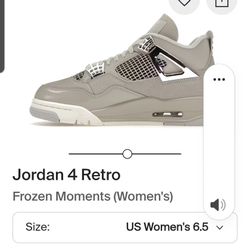 Jordan 4 Frozen 6.5 Women  Brand New 