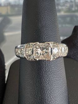 18k white gold 2.2CTW Natural diamond Princess cut engagement ring sz7