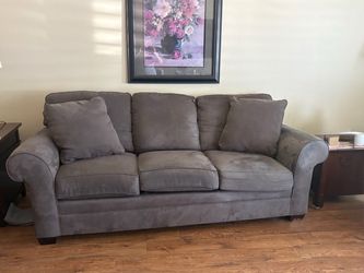 Broyhill Charcoal Grey Microfiber Sofa - Fair Condition