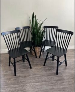 Farmhouse Natural Wooden Kitchen Chairs Set of 4 - Windsor High Back Dining Chairs for Dinin