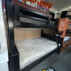 Twin Full Black Bunk Bed With Mattresses Colchones 