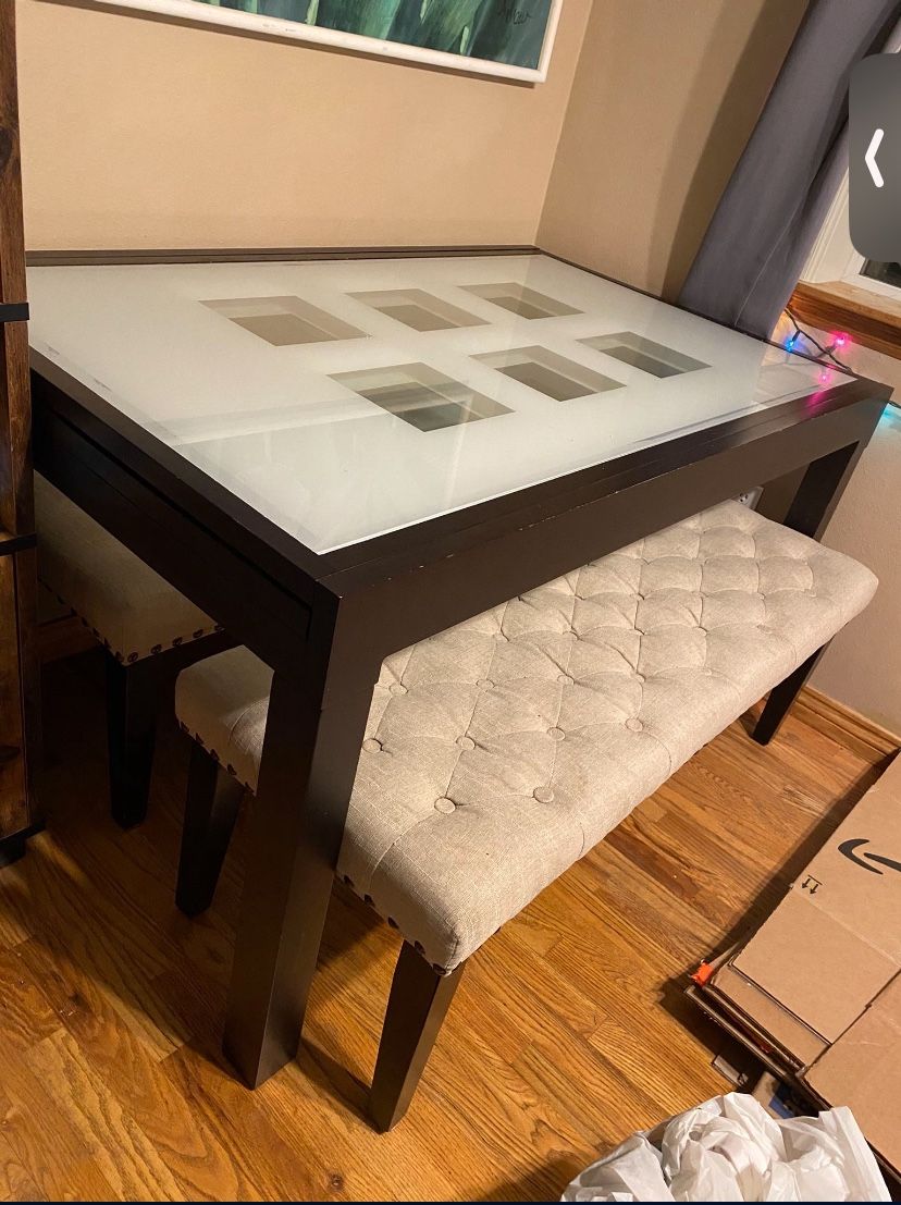 Italian Expandable Dining Glass/wood table