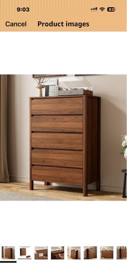 45” Tall Walnut Wood Dresser