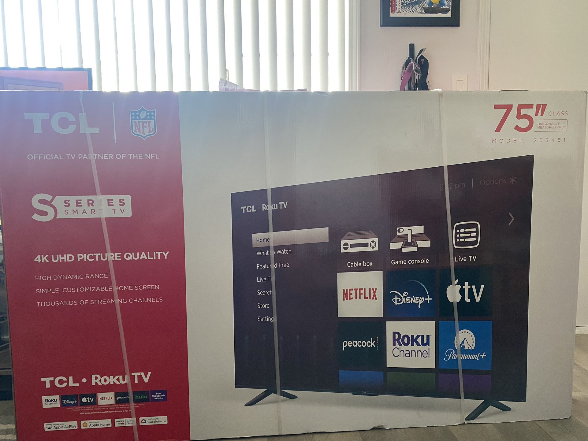 75 Inch TCL 4k Roku Smart TV