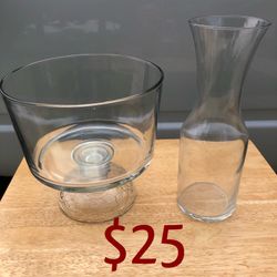 SERVING / CANDY DISH & CARAFE HEAVY CRYSTAL CHECK OUT MY PROFILE FOR MORE GREAT 