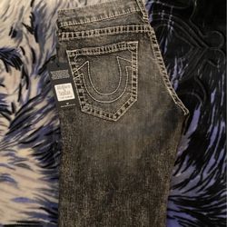 (NEW) Tru Religion Empire Dark Gray Wash Jeans