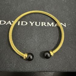 David Yurman Black Onyx Bracelet In 18K Yellow Gold With Pavé Diamonds
