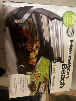 Hamilton Beach Electric Indoor Searing Grill with Adjustable Temperature  Control to 450F, Removable Nonstick Grate, 118 sq. in. Surface Serves 6
